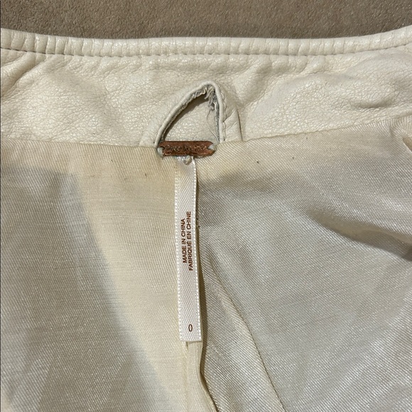 Free People Cream Vegan Leather Bomber Jacket - Picture 12 of 15